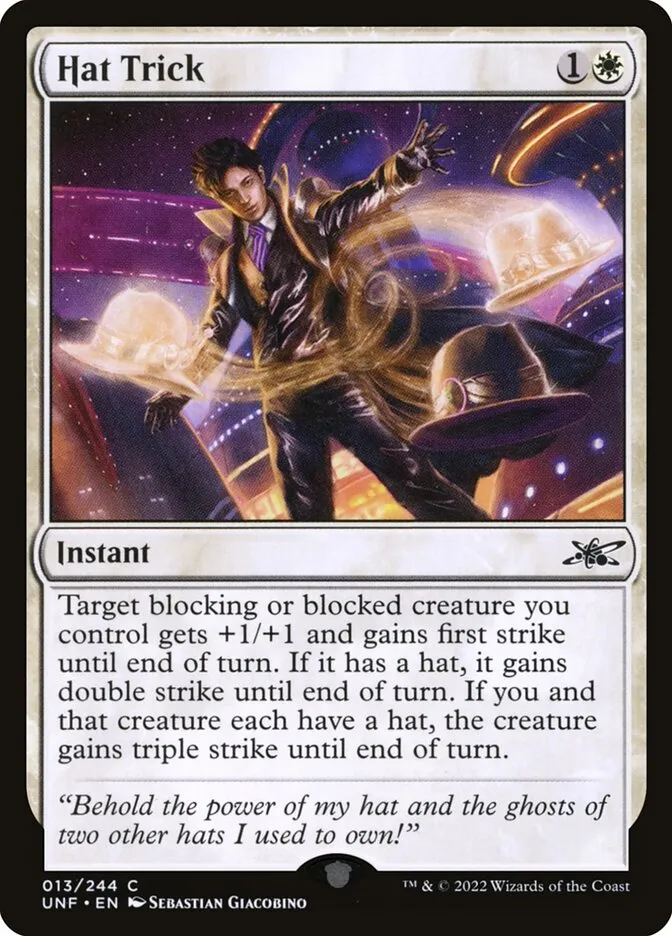 2022 Unfinity Hat Trick common #13 common card image