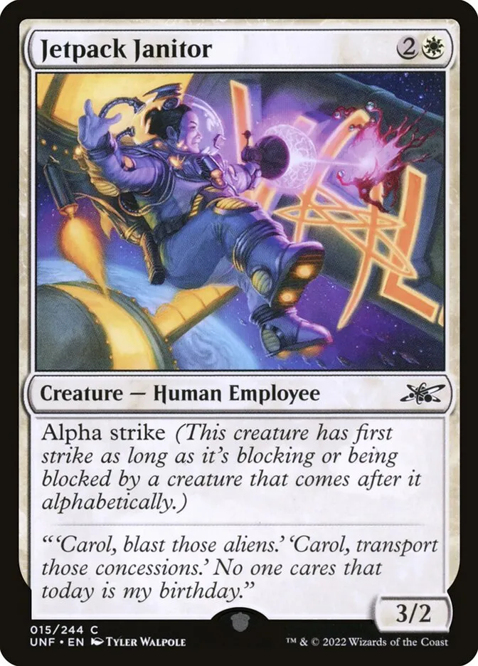 2022 Unfinity Jetpack Janitor common #15 common card image
