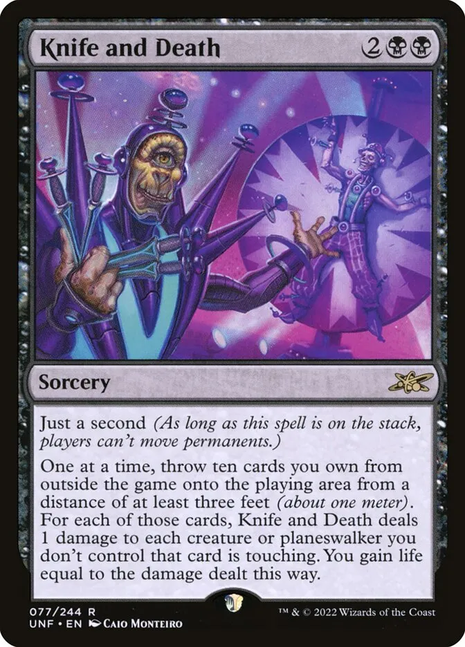 2022 Unfinity Knife and Death #77 rare card image