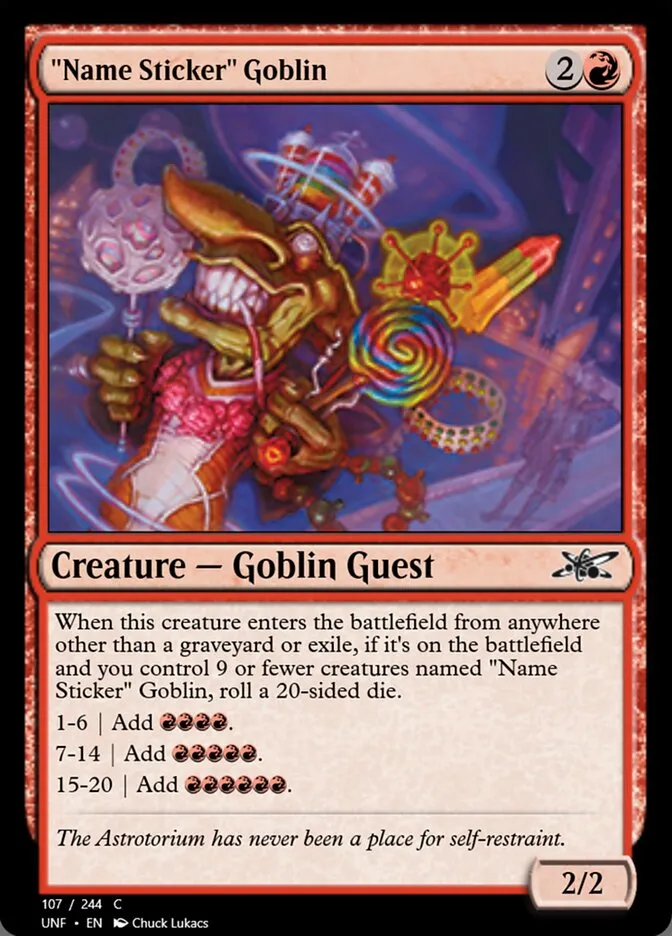 2022 Unfinity "Name Sticker" Goblin common #107m common card image