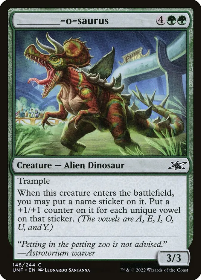 2022 Unfinity _____-o-saurus common #148 common card image