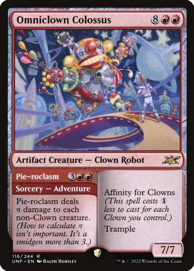 2022 Unfinity Omniclown Colossus // Pie-roclasm #116 rare card image