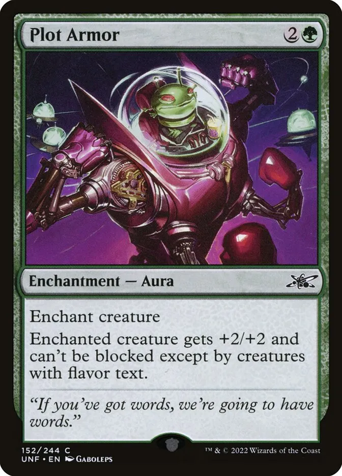 2022 Unfinity Plot Armor common #152 common card image