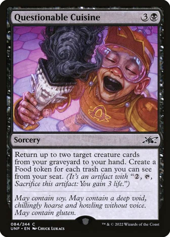 2022 Unfinity Questionable Cuisine common #84 common card image