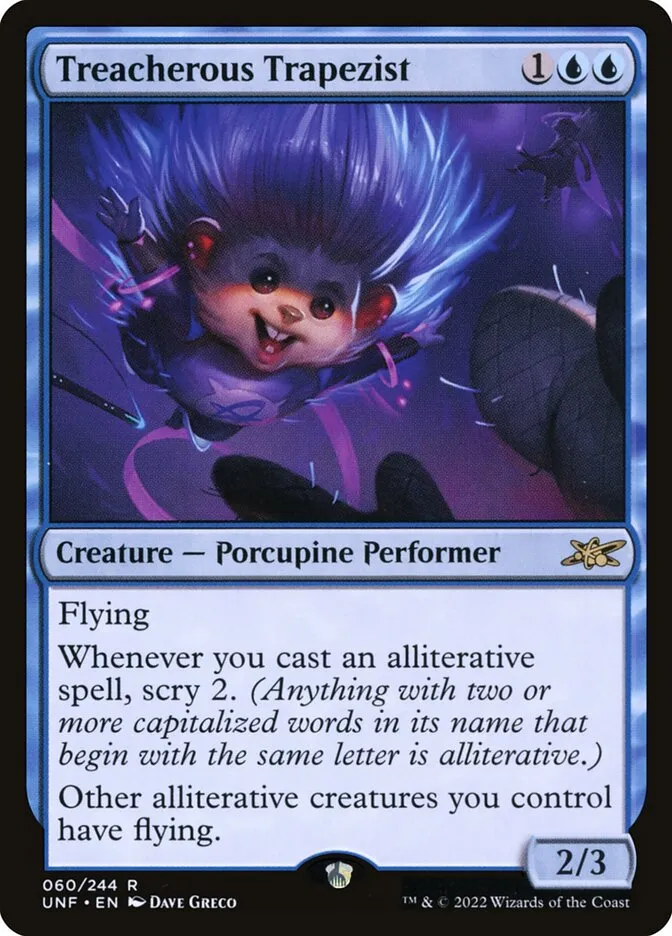 2022 Unfinity Treacherous Trapezist #60 rare card image