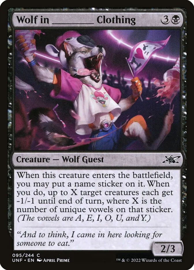 2022 Unfinity Wolf in _____ Clothing common #95 common card image