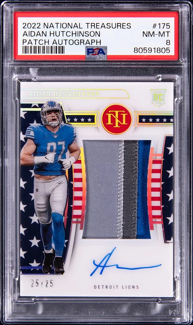 2022 National Treasures Aidan Hit Signed Patch Card #175 card image