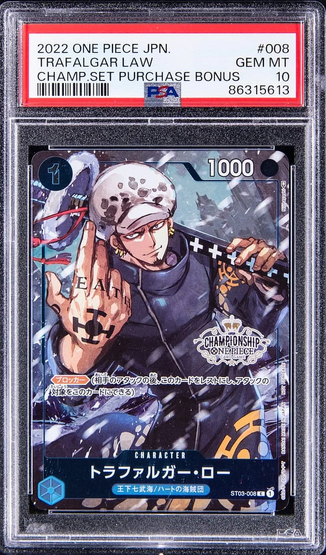 2022 One Piece Japanese Champion Set Purchase Bonus Trafalgar Law #008 card image