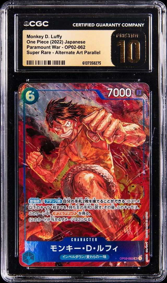2022 One Piece Japanese OP-02 Paramount War Super Rare - Alternate Art Parallel Monkey D. Luffy #OP02-062 card image