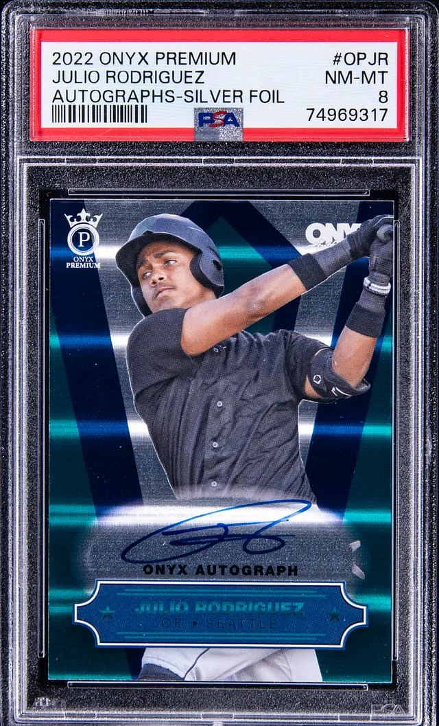 2022 Onyx Premium Autographs Silver Foil Julio Rodriguez #OP-JR card image