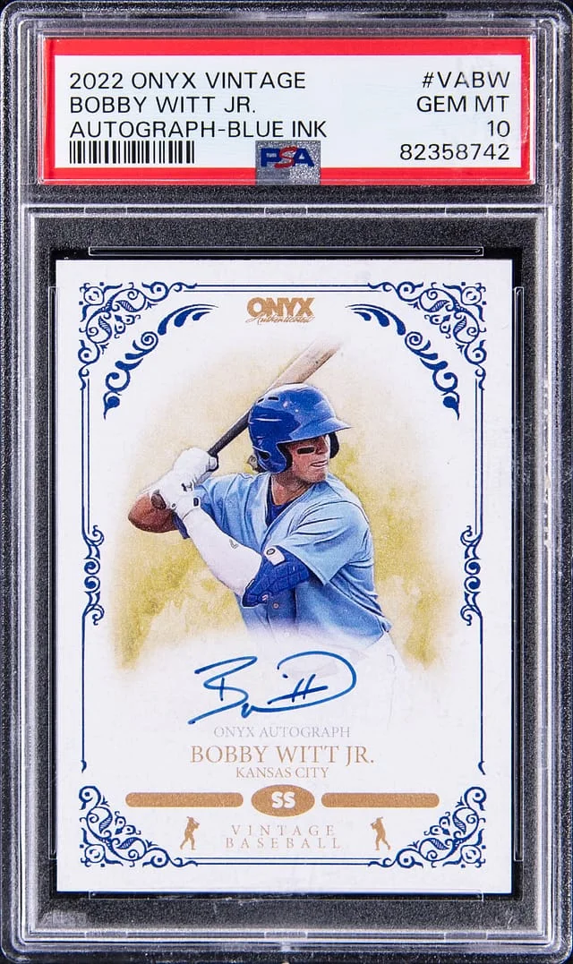 2022 Onyx Vintage Autographs Blue Ink Bobby Witt Jr. #VABW card image