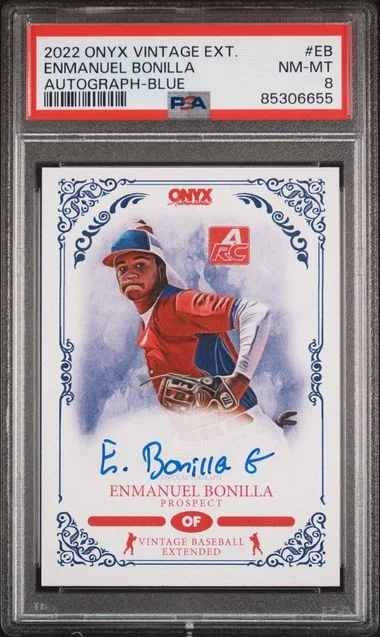 2022 Onyx Vintage Extended Autograph-Blue Enmanuel Bonilla #EB card image