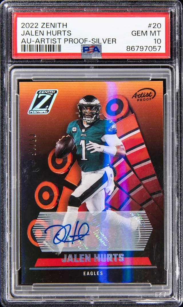 2022 Panin Zenith Autograph Artist Proof Silver Jalen hurts #20 card image