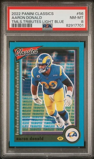 2022 Panini Aaron Donald Classics Timeless Tributes Light Blue #56 card image