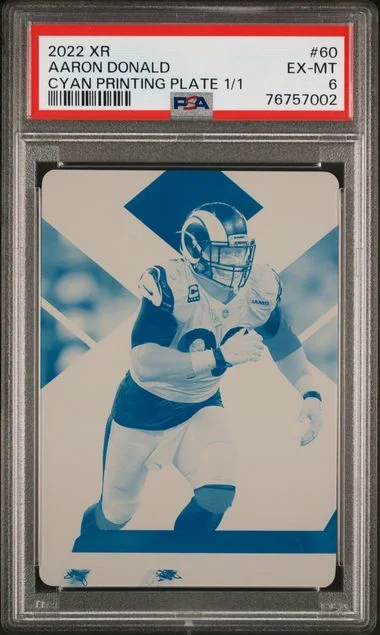 2022 Panini Aaron Donald Xr Cyan Printing Plate 1/1 #60 card image