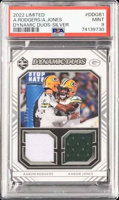 2022 Panini Aaron Jones/Aaron Rodgers Limited Dynamic Duos Silver #DDGB1 card image