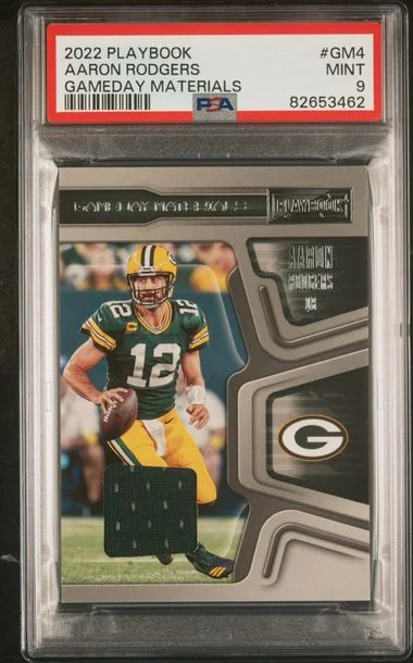 2022 Panini Aaron Rodgers Playbook Gameday Materials #GM-4 card image