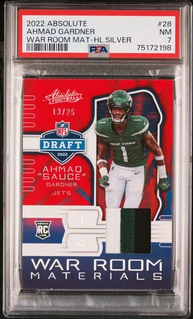 2022 Panini Absolute Ahmad (Sauce) Gardner War Room Materials Holo Silver #28 card image