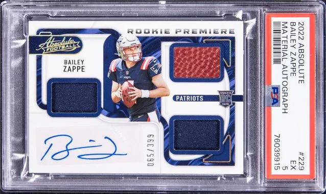 2022 Panini Absolute Bailey Zappe Material Autograph #229 card image