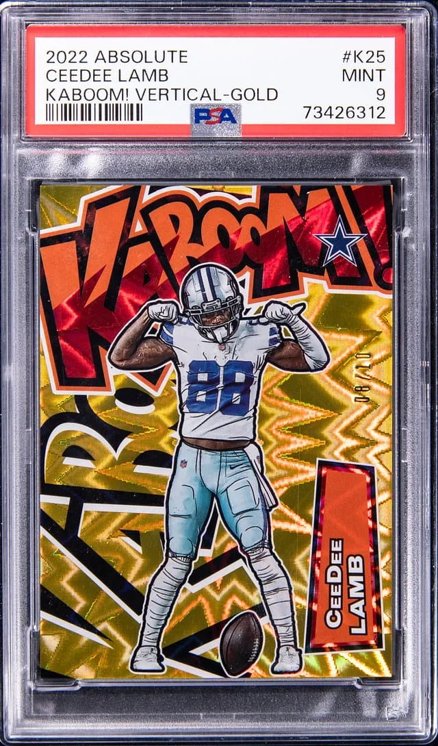 2022 Panini Absolute CeeDee Lamb Kaboom! Vertical Gold #K25 card image