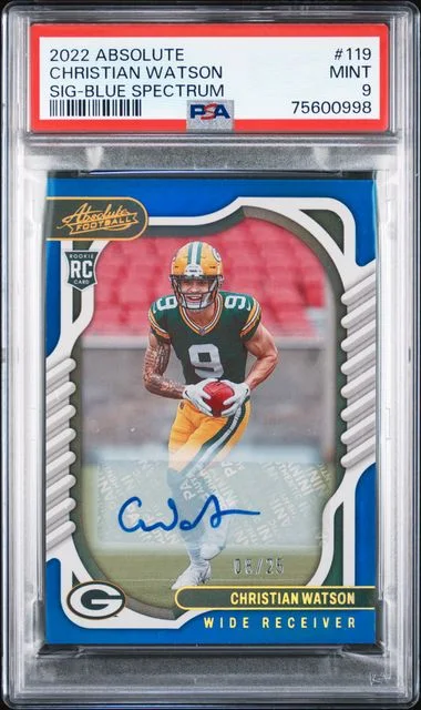 2022 Panini Absolute Christian Watson Signature-Blue Spectrum #119 card image