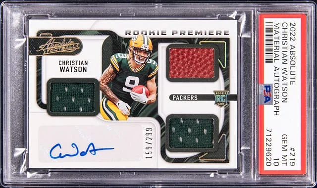 2022 Panini Absolute Christian Watson Material Autograph #219 card image