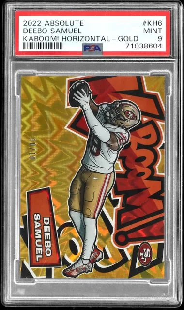 2022 Panini Absolute Deebo Samuel Kaboom! Horizontal Gold #KH6 card image