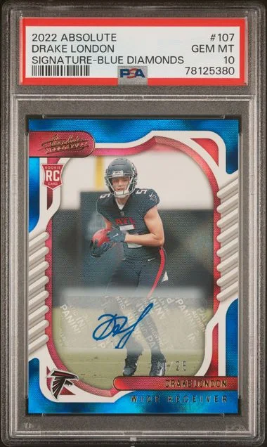 2022 Panini Absolute Drake London Signature-Blue Diamonds #107 card image