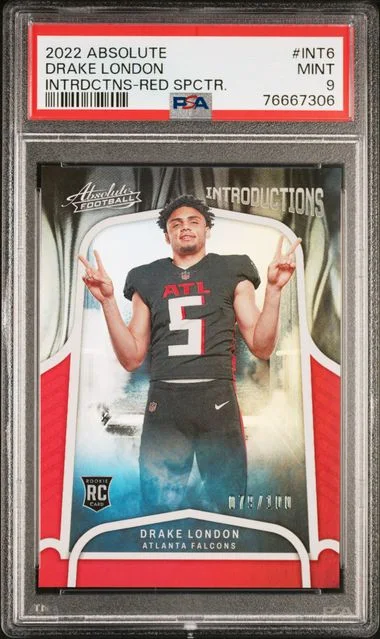 2022 Panini Absolute Drake London Introductions Red Spectrum #INT6 card image