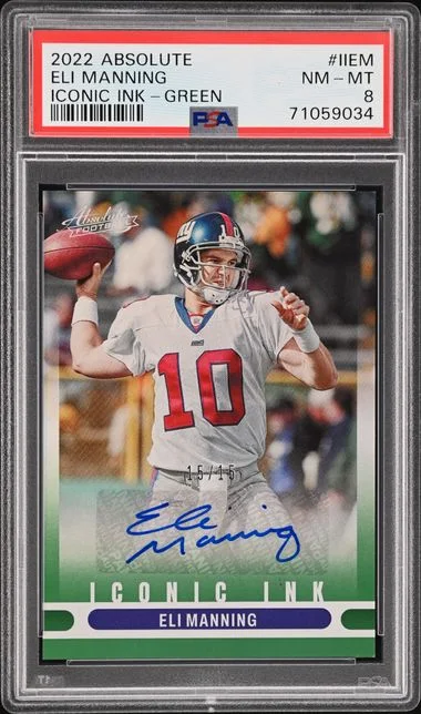 2022 Panini Absolute Eli Manning Iconic Ink Green #II-EM card image