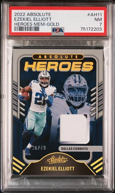 2022 Panini Absolute Ezekiel Elliott Heroes Memorabilia Gold #AH-11 card image