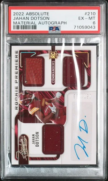 2022 Panini Absolute Jahan Dotson Material Autograph #210 card image