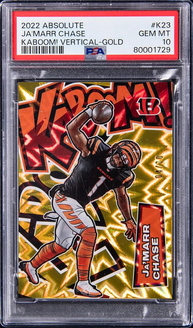 2022 Panini Absolute Ja'Marr Chase Kaboom! Vertical Gold #K23 card image
