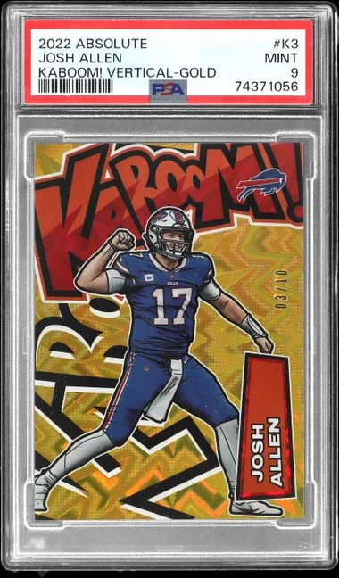 2022 Panini Absolute Josh Allen Kaboom! Vertical Gold #K3 card image