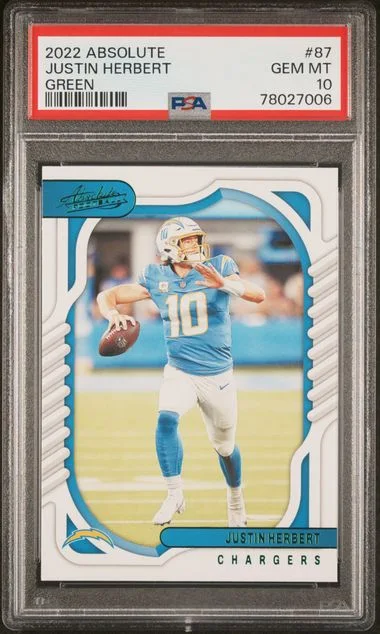 2022 Panini Absolute Justin Herbert Green #87 card image