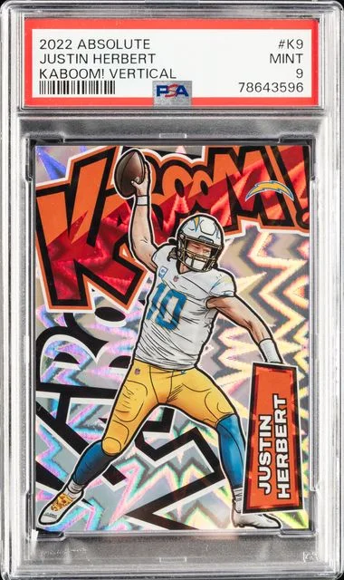 2022 Panini Absolute Justin Herbert Kaboom! Vertical #K9 card image