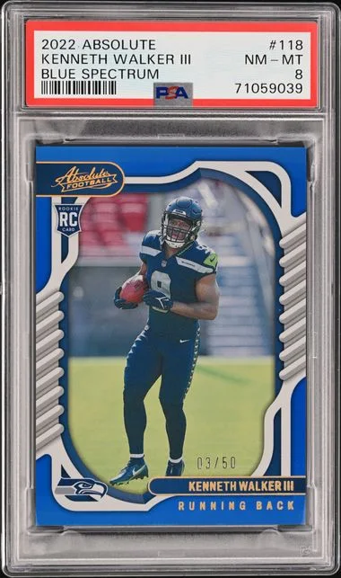 2022 Panini Absolute Kenneth Walker III Blue Spectrum #118 card image