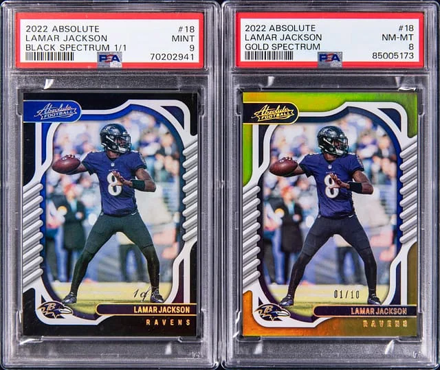 2022 Panini Absolute Lamar Jackson Black & Spectrum Pair (2) #18 card image
