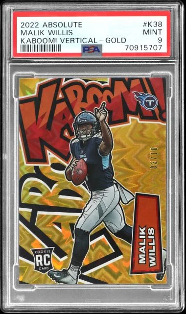 2022 Panini Absolute Malik Willis Kaboom! Vertical Gold #K38 card image