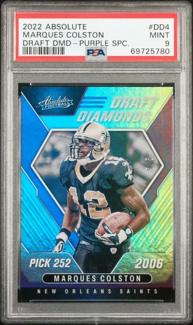 2022 Panini Absolute Marques Colston Draft Diamonds Purple Spectrum #DD-4 card image