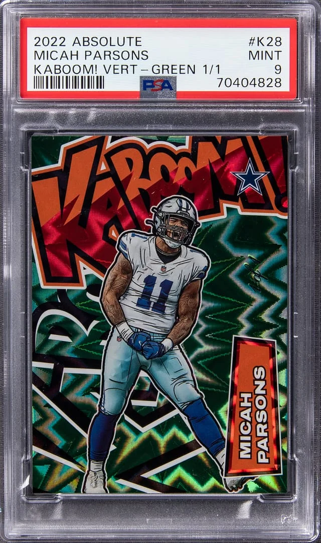 2022 Panini Absolute Micah Parsons Kaboom! Vertical Green #K28 card image