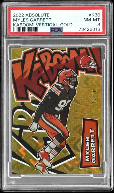 2022 Panini Absolute Myles Garrett Kaboom! Vertical Gold #K30 card image