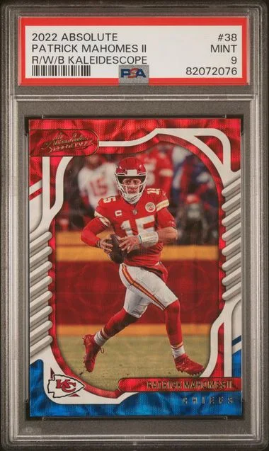 2022 Panini Absolute Patrick Mahomes II Red/White/Blue Kaleidescope #38 card image