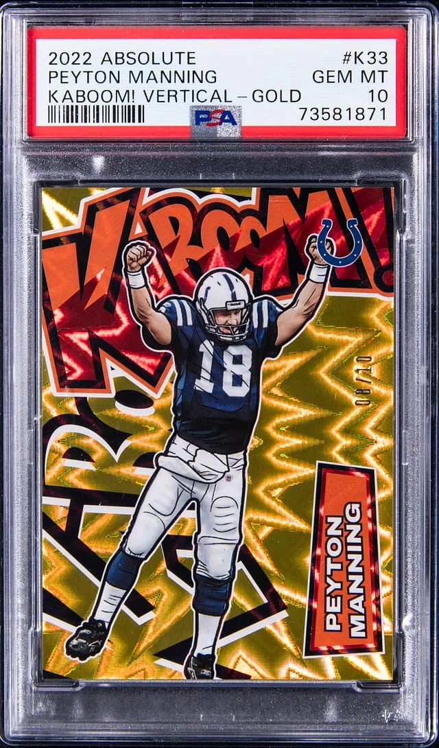 2022 Panini Absolute Peyton Manning Kaboom! Vertical Gold #K33 card image