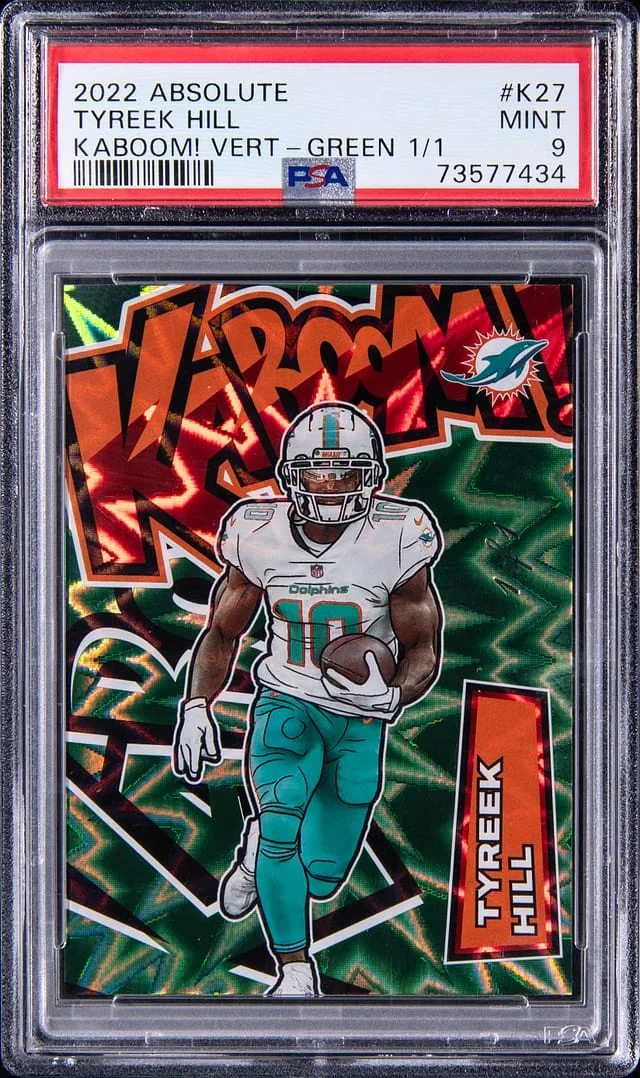2022 Panini Absolute Tyreek Hill Kaboom! Vertical Green #K27 card image