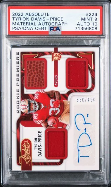 2022 Panini Absolute Tyrion Davis-Price Material Autograph #226 card image
