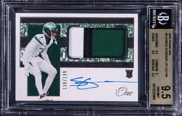 2022 Panini Ahmad Sauce Gardner One Patch Autographs Blue #3 card image