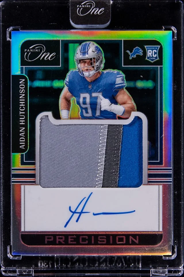 2022 Panini Aidan Hutchinson One Precision Patch Autograph Red #302 card image