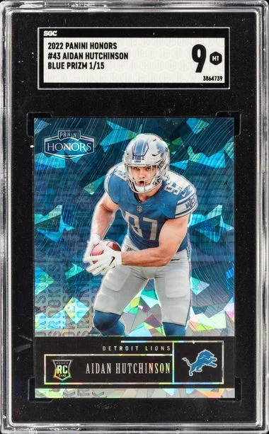 2022 Panini Aidan Hutchinson Honors Blue Prizm #43 card image