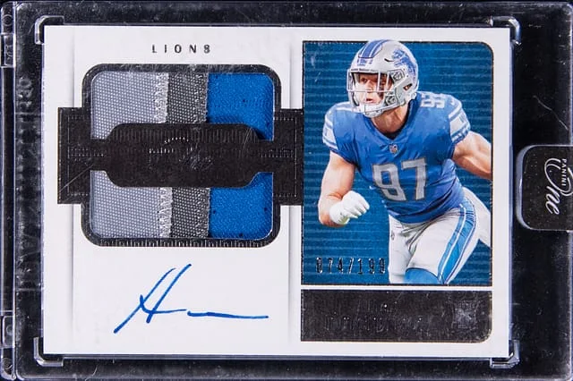 2022 Panini Aidan Hutchinson One Dual Patch Autograph #50 card image